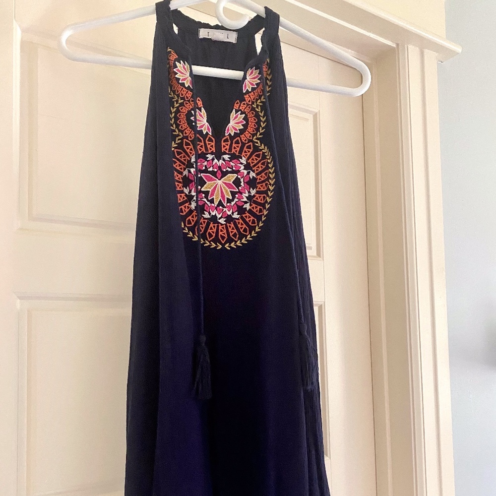 Navy Dress with Floral Design